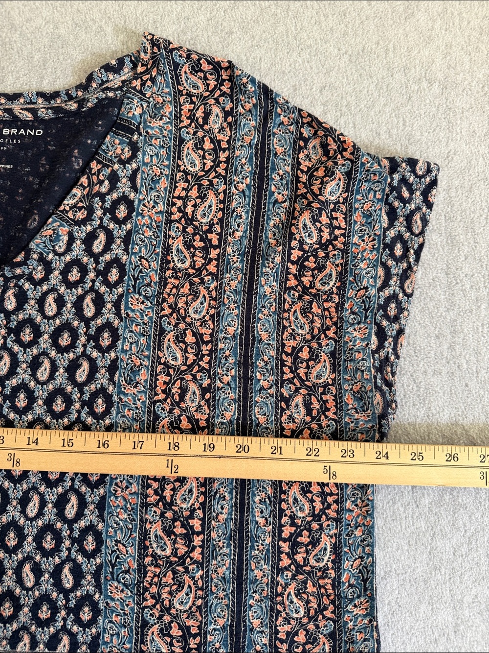 Lucky Brand Navy Paisley Women's Top Dolman Sleeves Boho Coastal Flowy Large - Picture 7 of 9